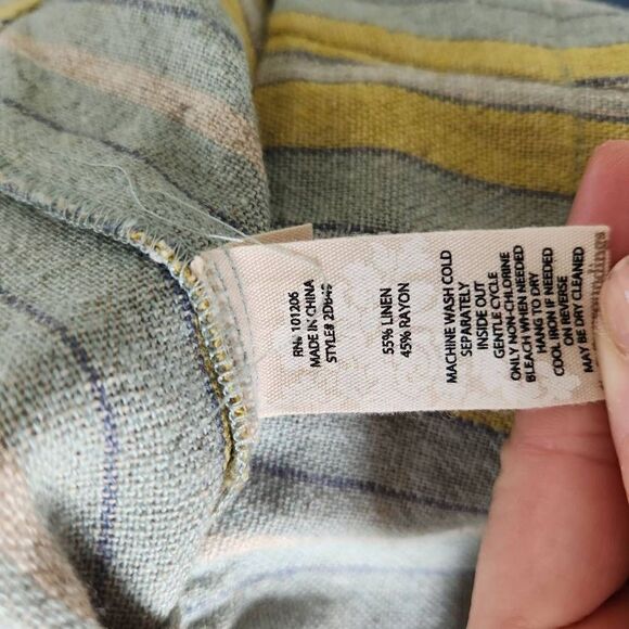 Soft Surroundings Women's Multicolor Stripe Linen Blend Crop Pants Wide Leg 10 - Picture 14 of 14